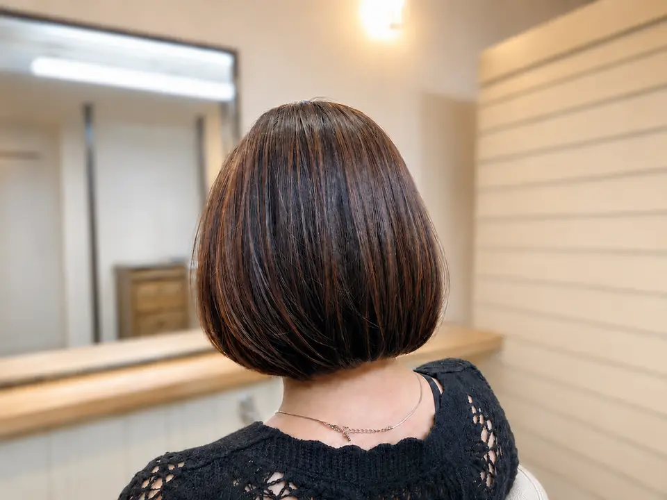 髪質改善カラーで艶とまとまりのあるボブに仕上がったお客様